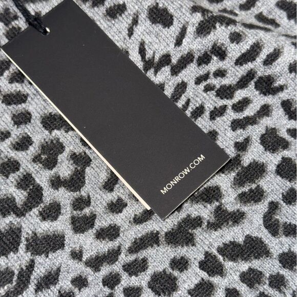 NWT Monrow grey leopard cashmere blend bell sleeve sweater size large - Picture 8 of 9